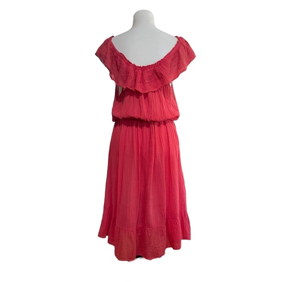 Vintage Dresses Vtg 7s Gauze Dress Peasant Prairie Gypsy Boho Red